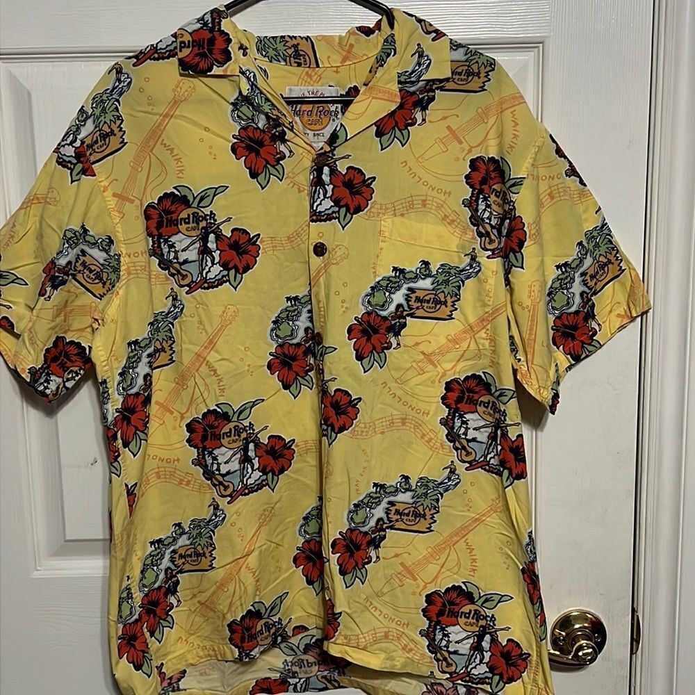 🔥🔥 True Vintage HARD ROCK CAFE Hawaiian Button Down Shirt -EXCELLENT Condition